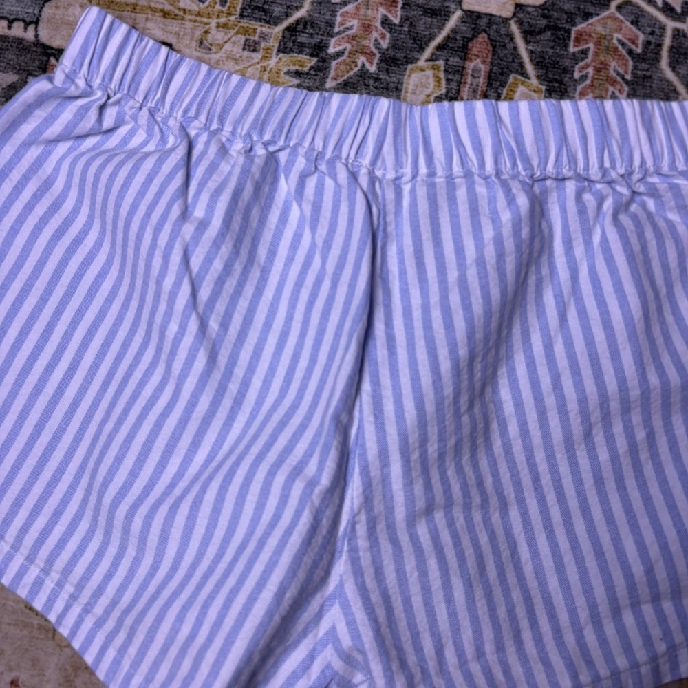 John Galt Brandy Melville Blue White Striped Comfy Beach Shorts Sleep Loungewear - Picture 5 of 10